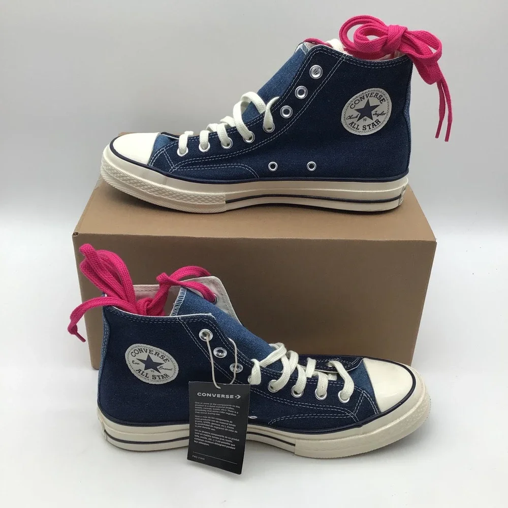 Converse x Eric Emanuel Chuck 70 High Top Navy Blue Silver A19037C Mens 9.5 NEW
